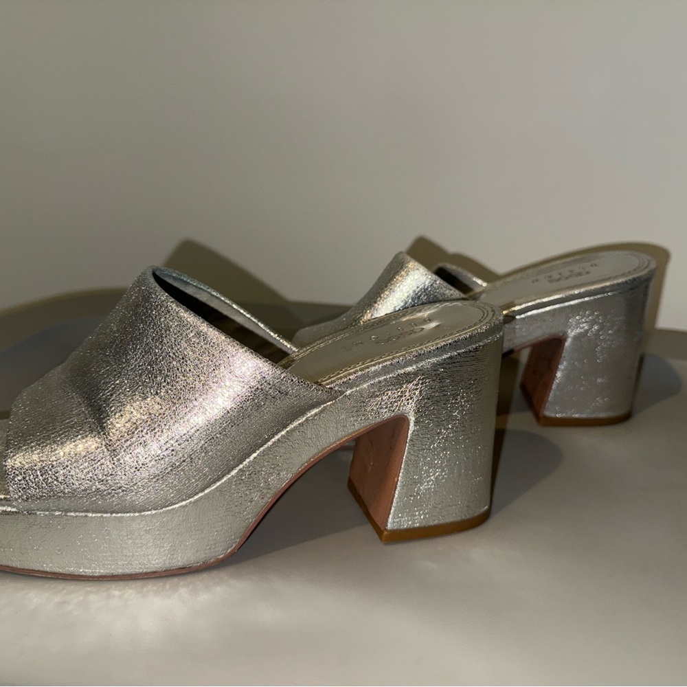 ASOS Elegant Silver Block Heel Mules